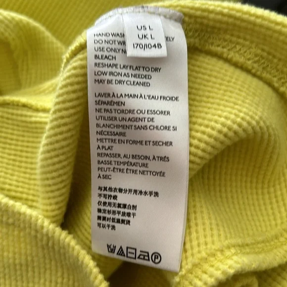 We The Free Amelia Oversized Thermal Shirt Sz large in Neon Yellow Long Sleeve - Picture 4 of 5